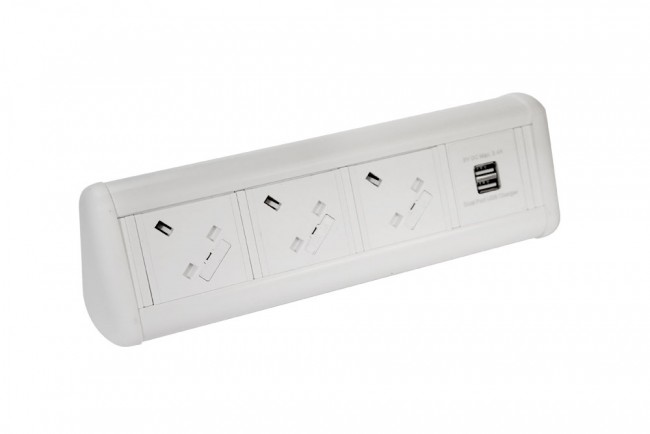 Maxi Desktop Unit Sockets (3 UK Power Socket, 2 USB Chargers (Type A & C)